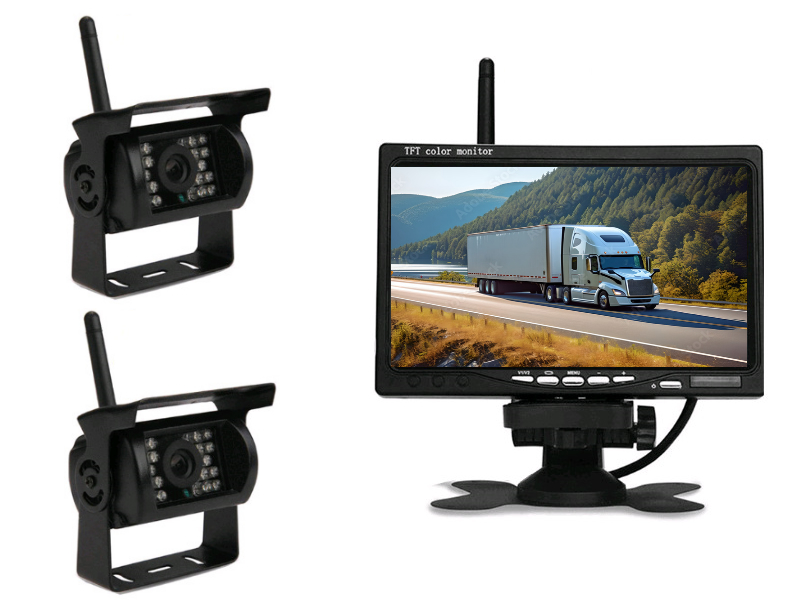 Bezdrátový digitální parkovací a couvací set s dvěma kamerami a monitorem 7", 12-24V