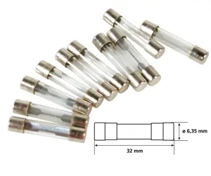 Pojistky skleněné 32mm - sada 10ks 