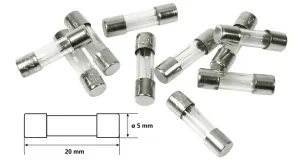 Pojistky skleněné 20mm – sada 10ks