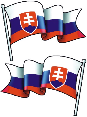 Samolepka Slovenská vlajka rozevlátá se stožárem