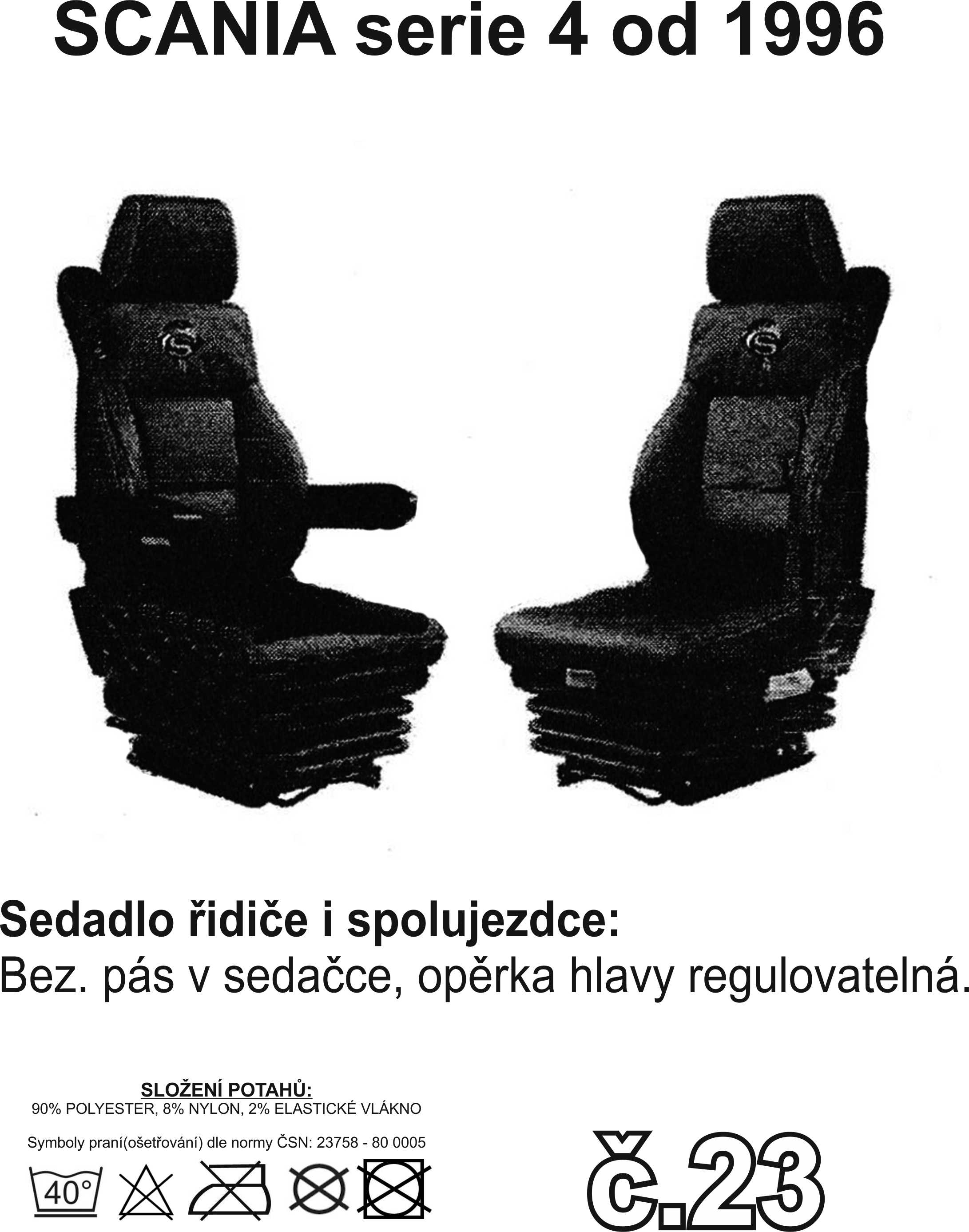 Potahy sedadel SCANIA č.23 – manšestr