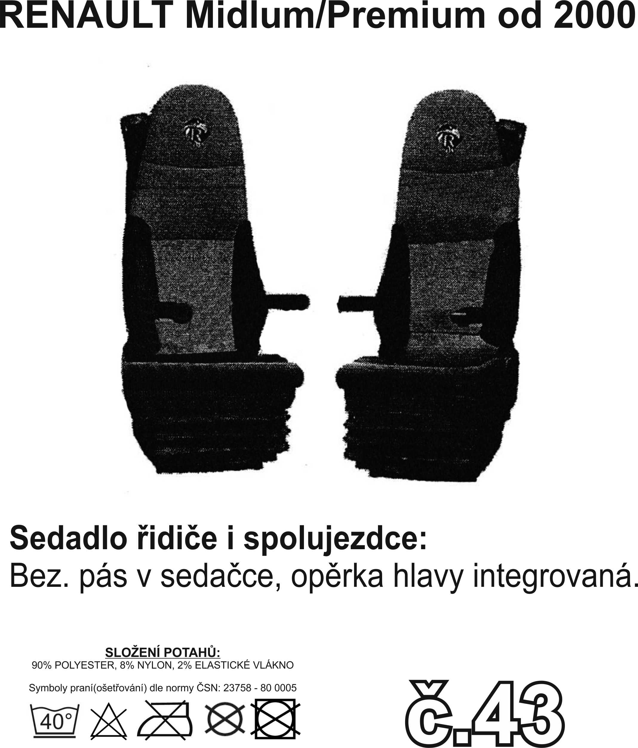 Potahy sedadel RENAULT č.43 – manšestr