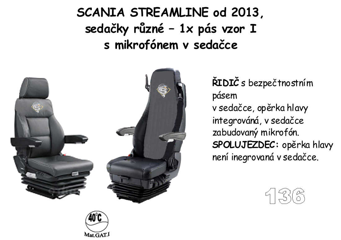 Potahy sedadel SCANIA č.136 – manšestr