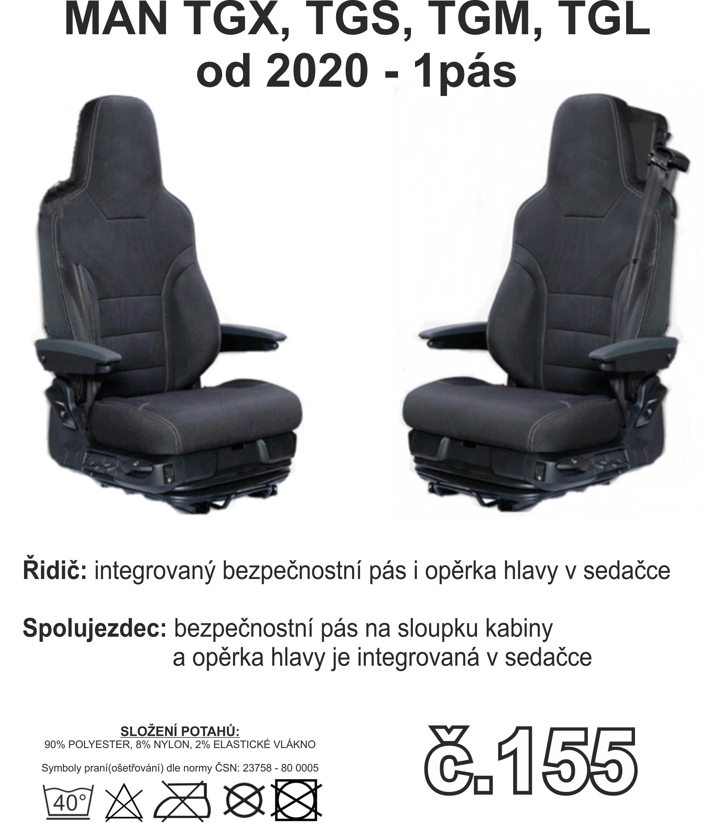 Potahy sedadel MAN od 2020 č.155 – manšestr