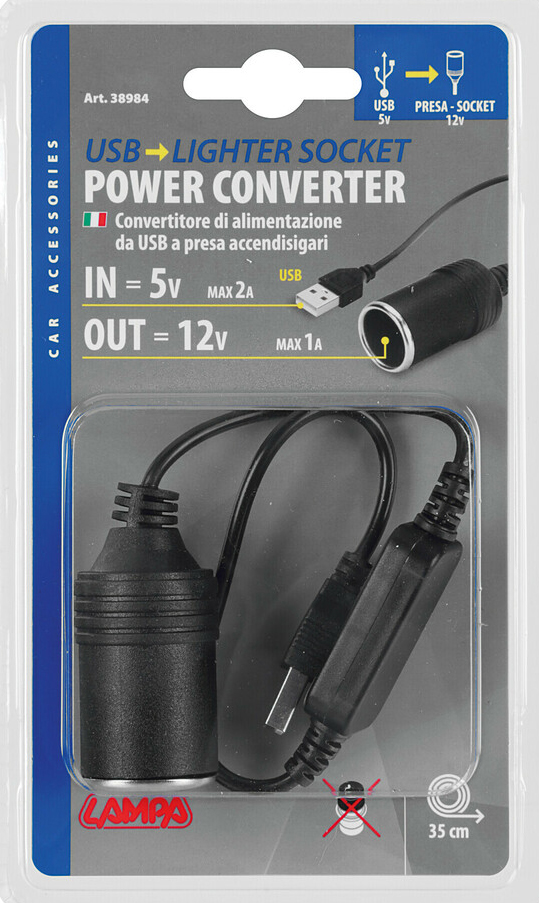 Měnič z USB na autozásuvku 12V