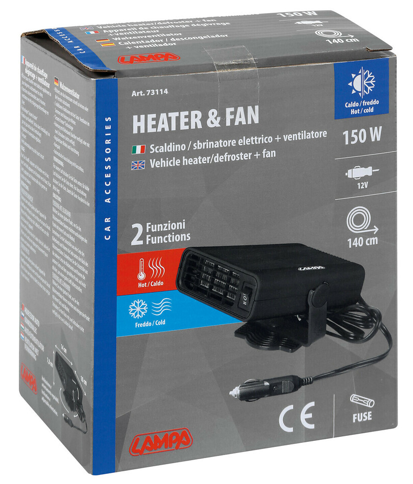 Topení s ventilátorem do vozidla 12V 150W