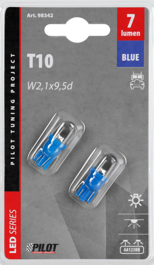 Žárovka 1xLED T10, W2,1×9,5d – modrá 2ks