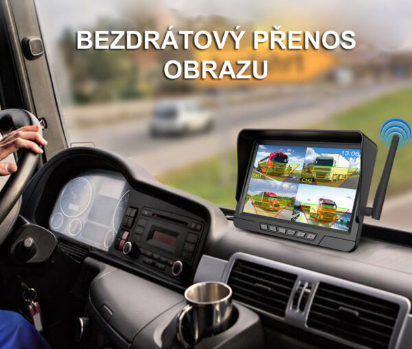 Bezdrátový parkovací a couvací set – monitor 7″+ solární kamera