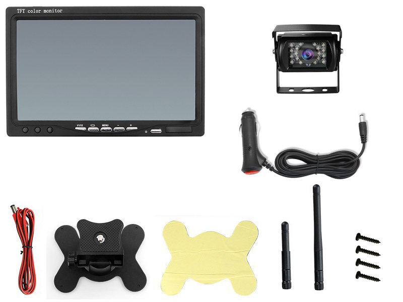 Bezdrátový digitální parkovací a couvací set s jednou kamerou a monitorem 7", 12-24V